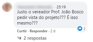 Professores criticaram pedido de vista de vereador. Reprodução/Facebook