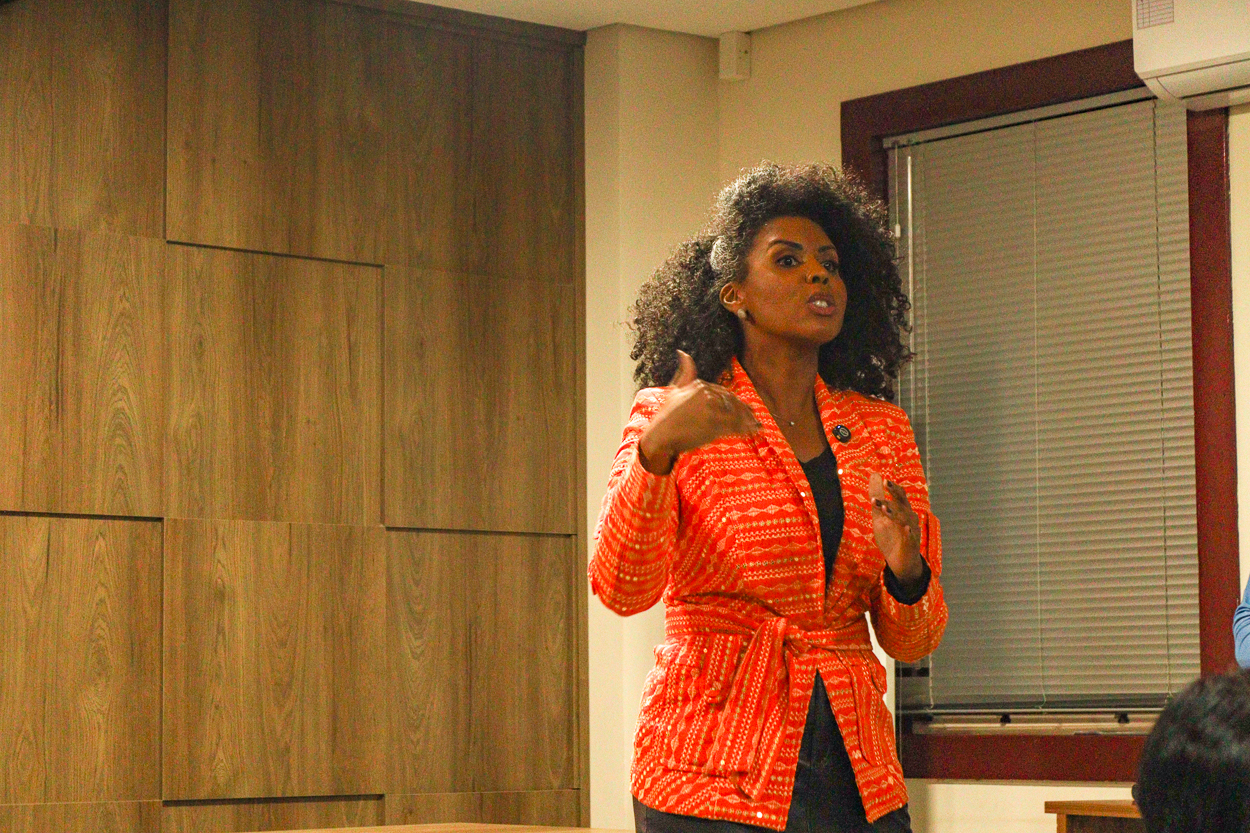 Marciele Delduque durante o evento Acolher para empreender.